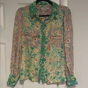 LOFT Multicolor Floral Button-Up Shirt